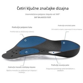 TPR ortopedna uloška za plosko stopalo, perforirana, oblik sedam točaka, polovični ulojak, za odrasle, unisex, za čizme i casual cipele