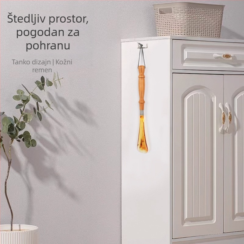Shoe horn, ravna drška, lotus drvo + smola, model 80452, za kućnu upotrebu, pogodno za starije osobe i trudnice, sve sezone
