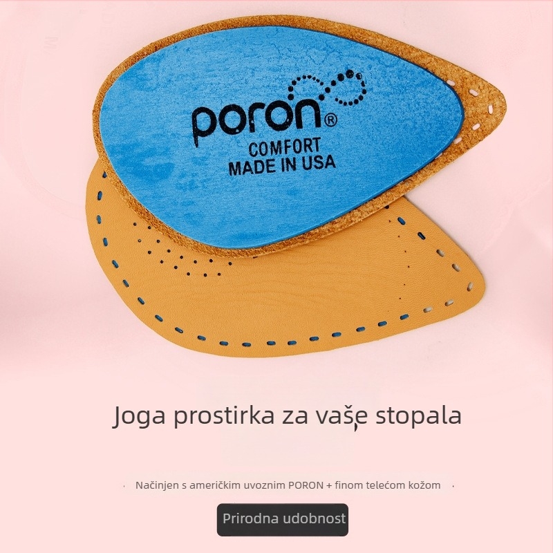 Prednja stran uloška od goveđe kože s PORON – protuklizna, otporna na habanje, prozračna, debeli pola ulošak za visoke pete; pogodno za kožne cipele, čizme, casual i radne cipele; sve sezone; unisex