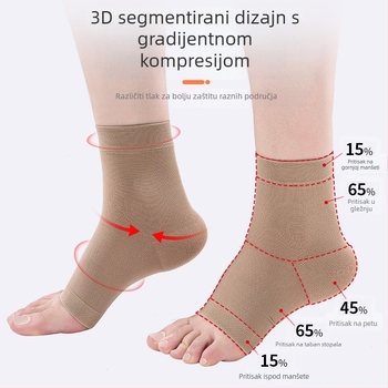 Zaštita gležnja za sport – lagana, prozračna, zaštita od uganuća, pogodna za nogomet, košarku i trčanje; materijal: poliester vlakno