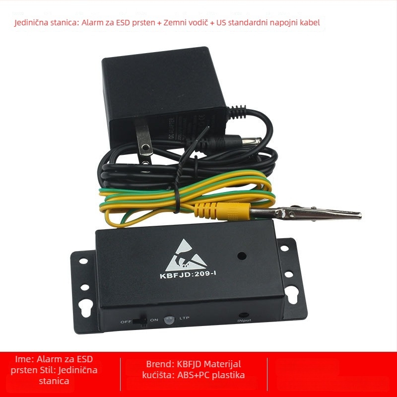 Elektrostatični prsten alarm - Marka KBFJD, Model 209-1, Uzemni kabel uključen, ESD online detektor, Certifikacija ZKT-2209207037C