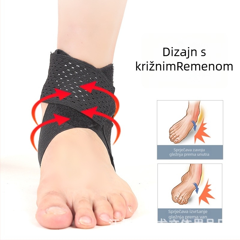 Zaštitnik gležnja za odrasle, poliesterski materijal, pogodan za nogomet, košarku i odbojku, stabilizacija gležnja kod uganuća