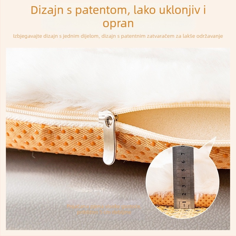 Jastuk za sjedenje — Imitacija zajeće dlake; Punjac: spužva; Minimalistički stil; Pogodno za dnevni boravak, spavaću sobu, studij, ured i blagovaonicu; Zimsko izdanje 2025