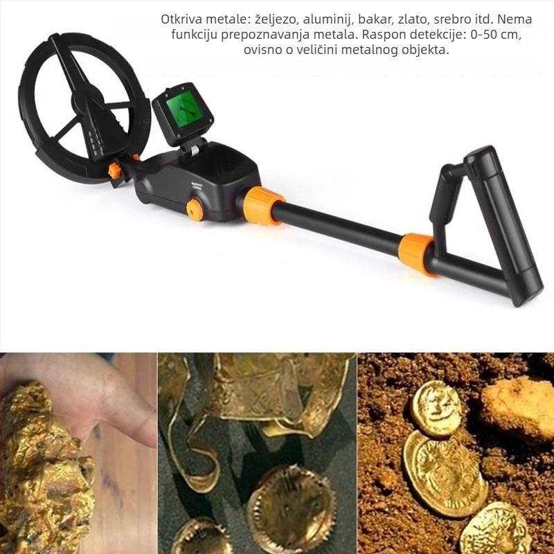 MD-1008A Dječji detektor metala; domet detekcije 0–40 cm; prepoznaje novčiće, bakrene novčiće i zlatne prstene; zvučni alarm.