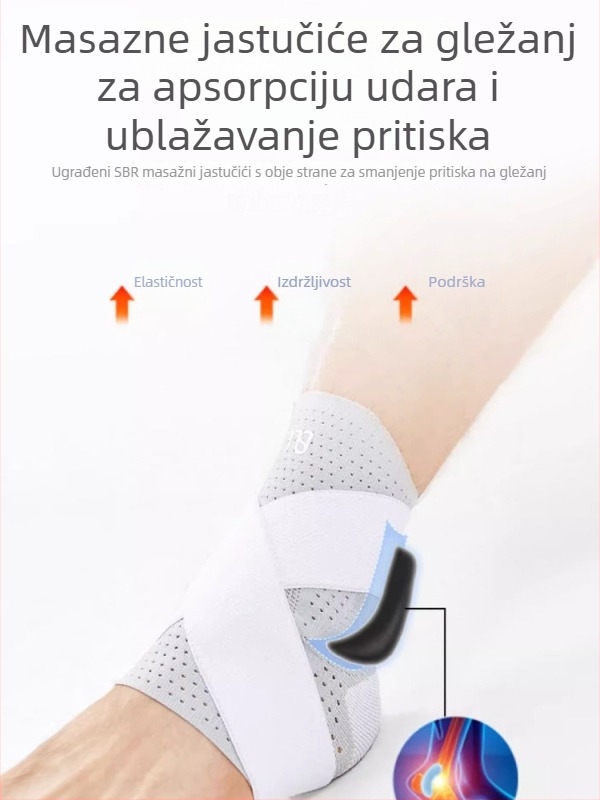 Orteza gležnja - lagana, sa trakom za kompresiju, od najlona, za odrasle, za trčanje, košarku, planinarenje, nogomet