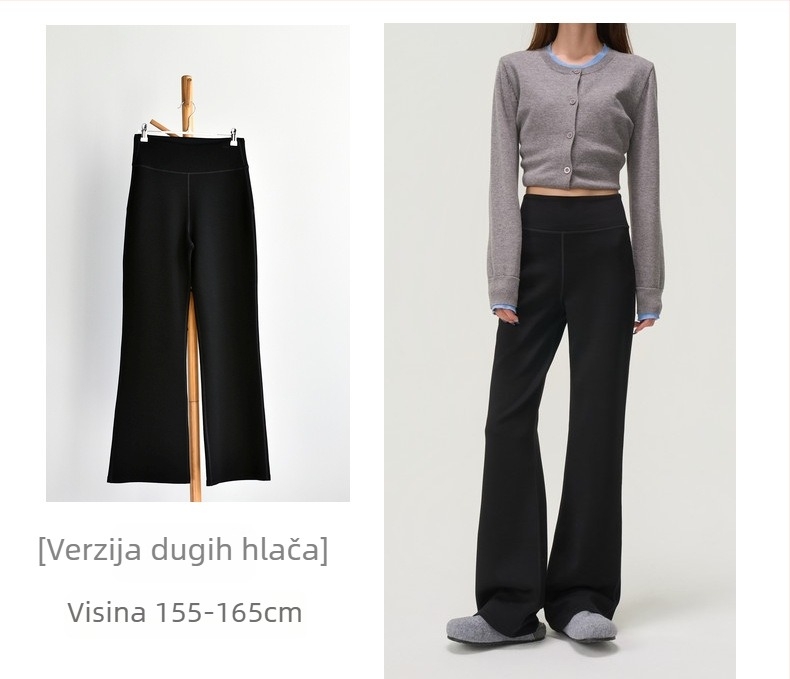 Hlače s visokim strukom, modalno-poliestrska smjesa, blago šireće, casual hlače