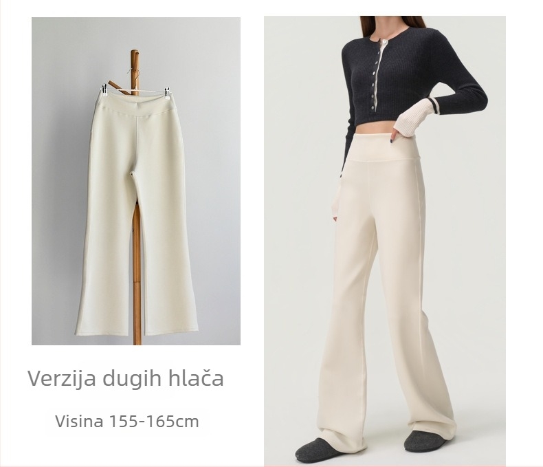 Hlače s visokim strukom, modalno-poliestrska smjesa, blago šireće, casual hlače