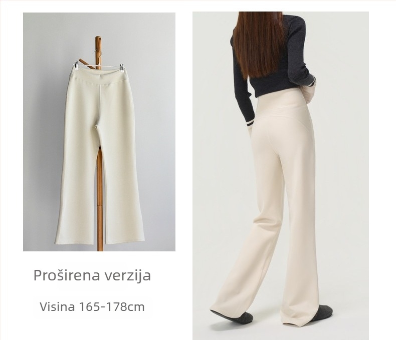 Hlače s visokim strukom, modalno-poliestrska smjesa, blago šireće, casual hlače