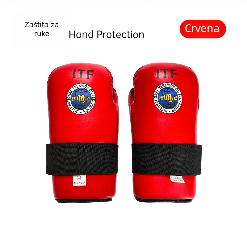 ITF set zaštitne opreme za ruke i noge za Taekwondo — zaštita dlanova, zglobova i gležnjeva; tijelo od spužve; ITF Taekwondo