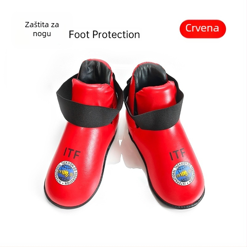ITF set zaštitne opreme za ruke i noge za Taekwondo — zaštita dlanova, zglobova i gležnjeva; tijelo od spužve; ITF Taekwondo