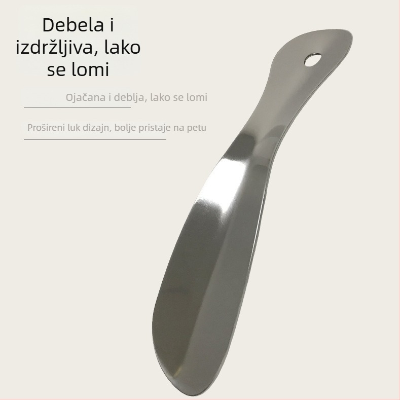 Short stainless steel shoehorn, portable, all-season use