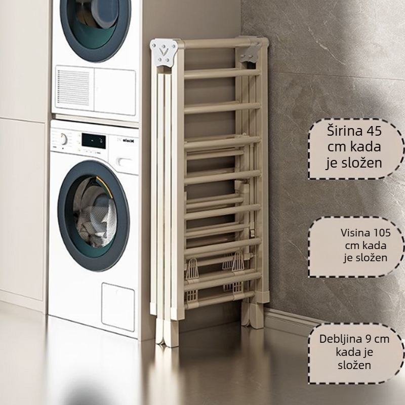 Stalak za sušenje odjeće na podu, mobilan, oblik krila, ugljično čelik, sklopiv