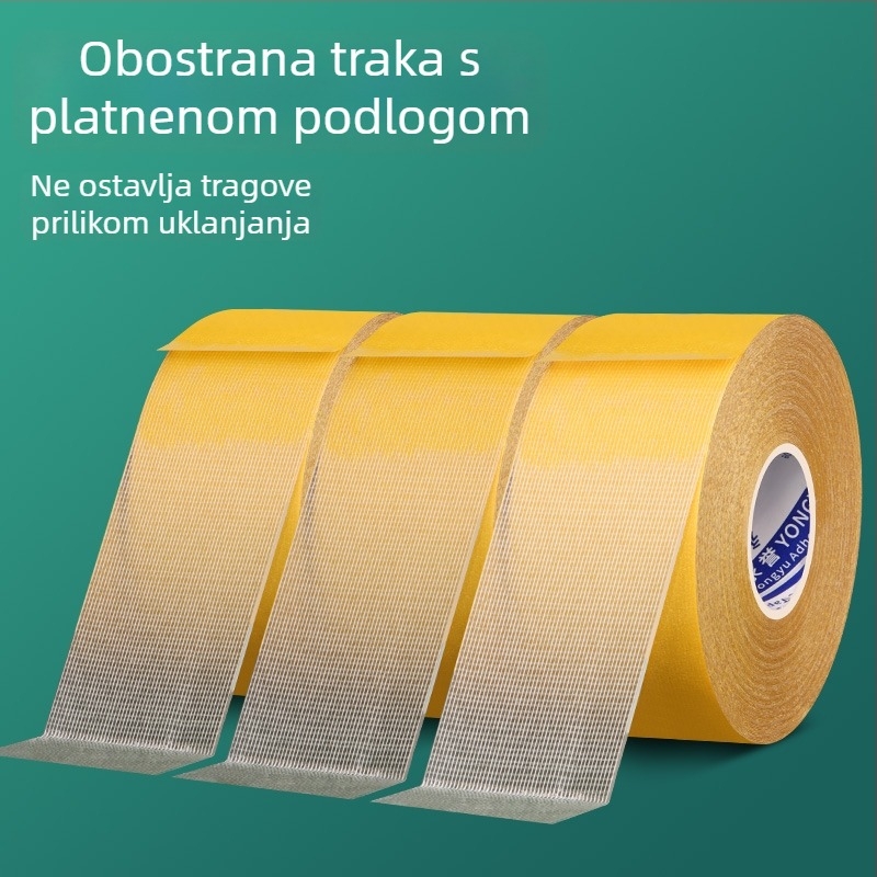 Dvostrana ljepilna traka s mrežastom tkaninom, snažna i prozirna, bez ostataka, za učvršćivanje produžnih utičnica i svadbene tepihe, protuklizno ljepilo s vodootpornom podlogom