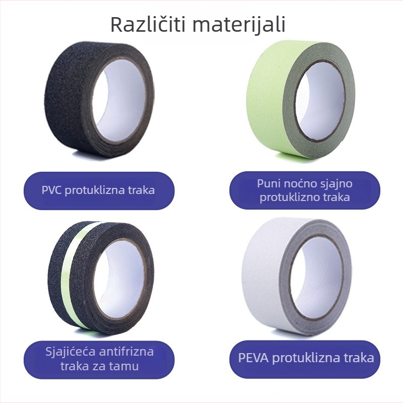 Protisklizna traka od PVC-a, debljina 0,7 mm, otporna na temperaturu -20 do 80 °C, ljepilo osjetljivo na pritisak, pogodna za glatke površine