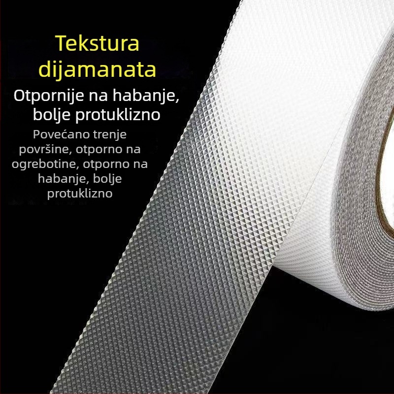 Prozirna PVC protuklizna samoljepljiva traka za kupaonicu, stepenice i podove – debljina 0,8 mm, vodootporna, visoka prionjivost, temperaturni raspon 80–150°C.