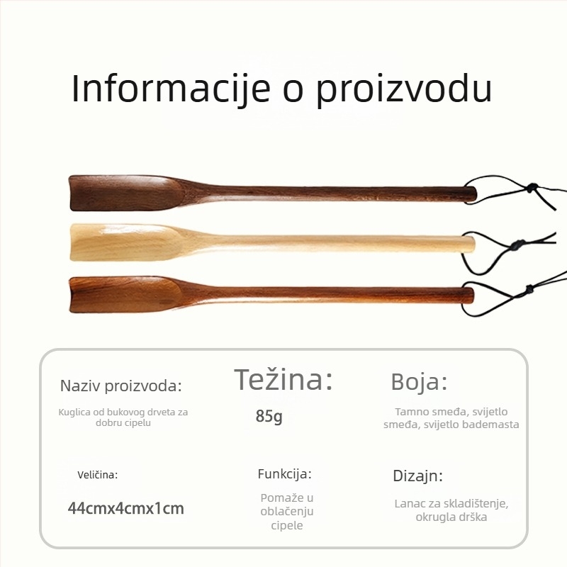 Drvena cipovnica s ravnim držalom – model Xd-344, za starije osobe i trudnice, sve sezone, dugačka ručka za kućnu upotrebu