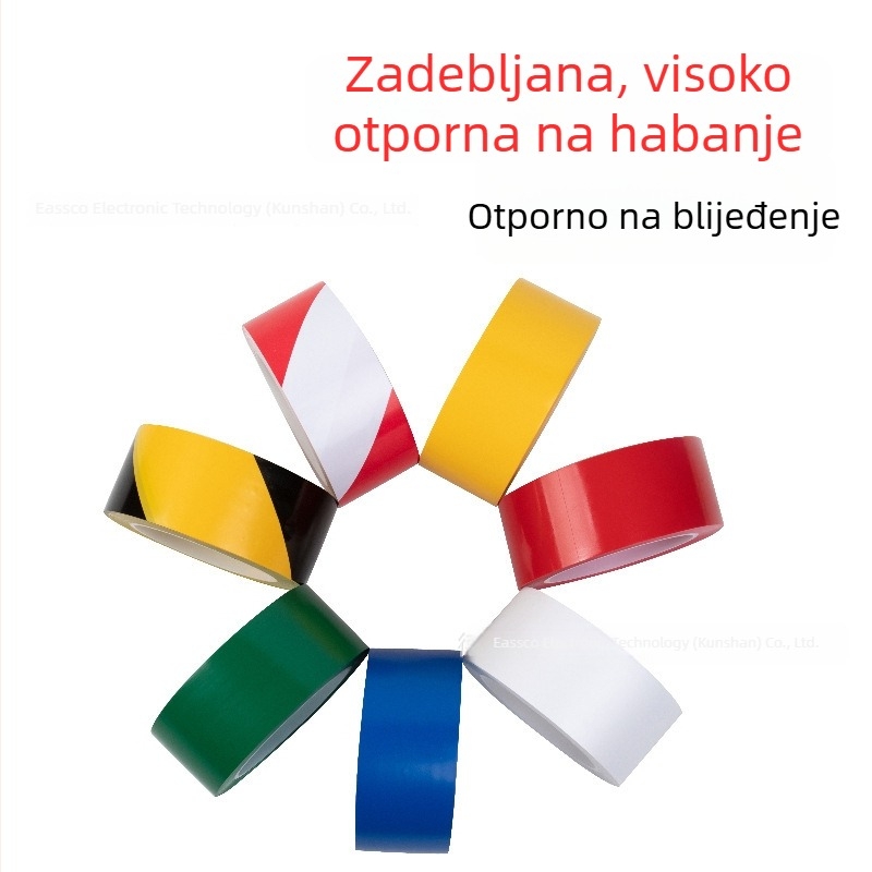 PVC crno-žuta sigurnosna traka za označavanje poda, protuklizna i reflektirajuća, dizajn zebre
