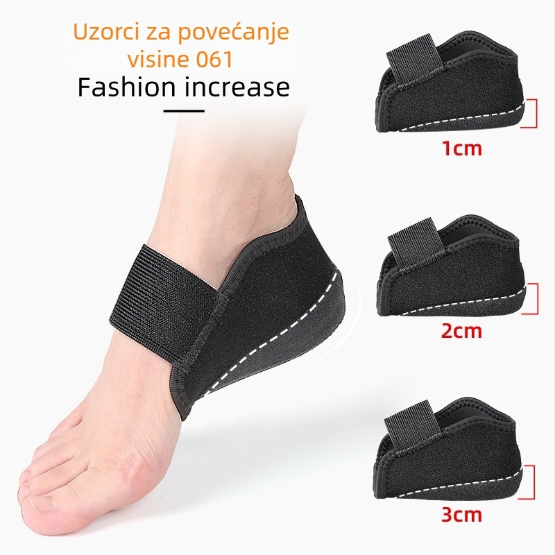 Jastučić za petu s povećanjem visine | Uložak za petu s apsorpcijom udara i protiv klizanja od silikona; materijali: silikon, najlon, elastan; pogodno za tenisice, kožne cipele, čizme