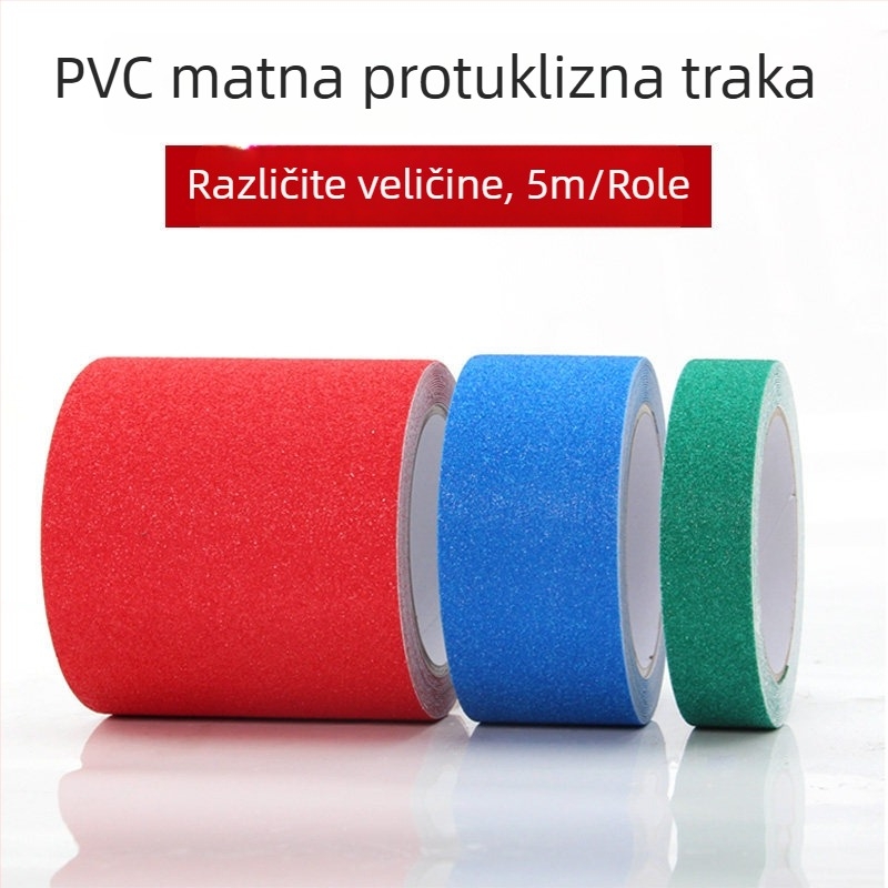 PVC protuklizna traka za stepenice – 80 µm, grubozrnata površina, polipropilanski sustav ljepila, Anti-Slip Tape serija, duljina i širina po mjeri