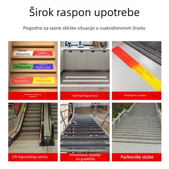 PVC protuklizna naljepnica za stepenice, upozorenje, otporna na habanje, vodootporna, laminirani HD tisak, dimenzije 10×60 cm