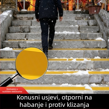 PVC protuklizna traka za stubišta, samoljepljiva, PVC osnova s prozirnim akrilnim ljepilom, debljina 1 mm.