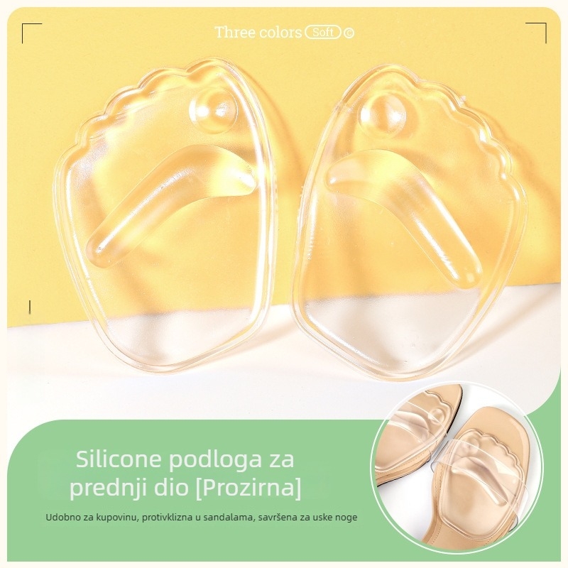 Silikonska podloga za prednji dio stopala za cipele s visokom petom – ublažava bol, protupomi, kompatibilna s kožnim cipelama, sandalama i drugim; pogodno za ljeto, proljeće i jesen