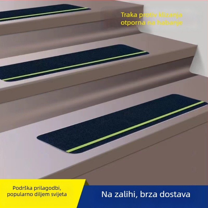 Matne crne protuklizne trake za stepenice, otporne na habanje, samoljepljive trake za stepenice, duljine 61/76/81 cm, širine 10/15 cm, debljina prilagodljiva