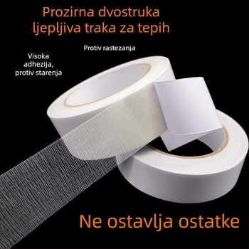 Traka s tkanine za tepihe, visoka adhezija, s ljepilom na stražnjoj strani, jezgro 76 mm, otpornost na temperaturu 77/88