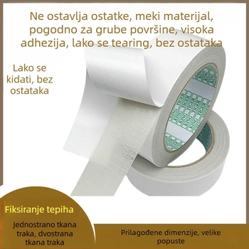 Traka s tkanine za tepihe, visoka adhezija, s ljepilom na stražnjoj strani, jezgro 76 mm, otpornost na temperaturu 77/88