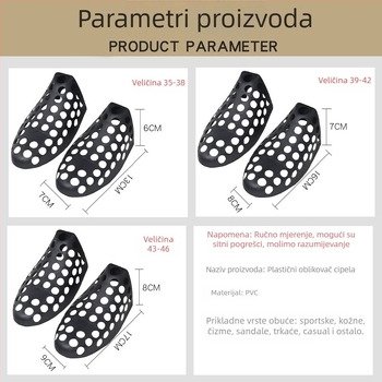 Plastični proširivač cipela s anti-deformacijom i anti-krčenjem špičke, oblikovani čep za vrh prsta
