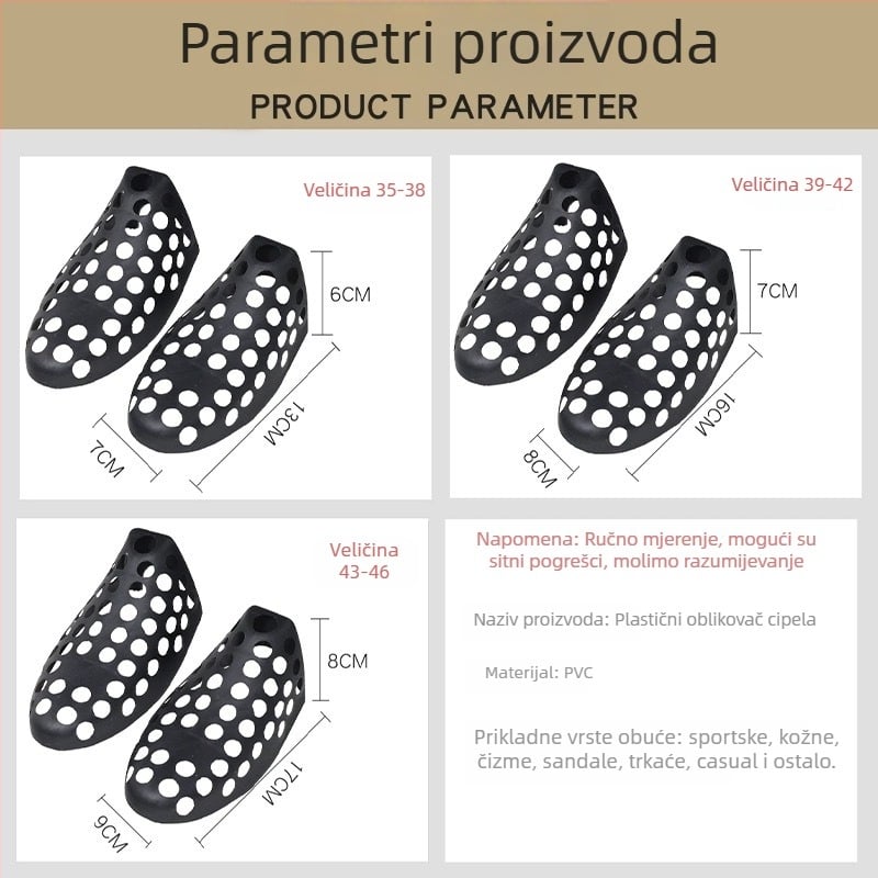 Plastični proširivač cipela s anti-deformacijom i anti-krčenjem špičke, oblikovani čep za vrh prsta