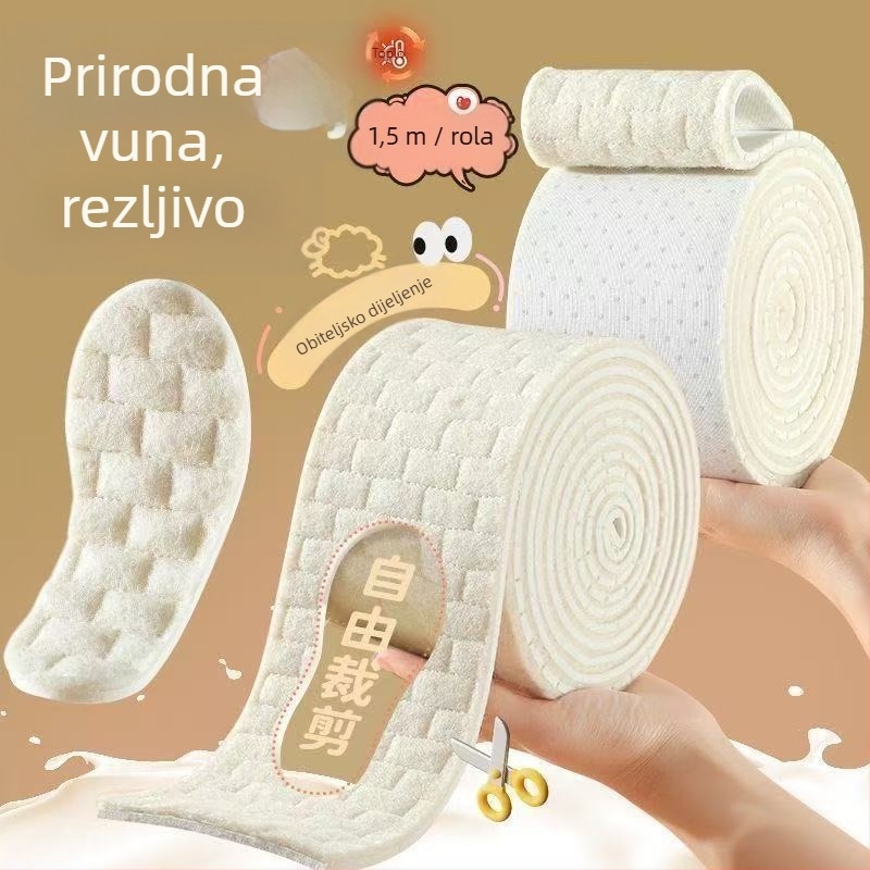 Dječji vuneni ulošci za cipele, cijeli uložak, zimska toplina, upijaju vlagu i otporni na miris, unisex