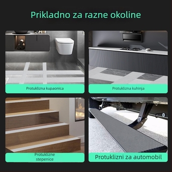 Peva protuklizna traka za kupaonicu s dijamantnim i vodnim valovitim uzorkom lychee; materijal: Peva guma; debljina: 0.8–1.3 mm; temperaturni otpor: -10 do 70 °C