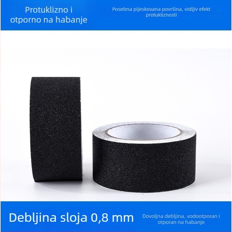 Protuklizna traka za stepenice, mat završna površina, PVC + mat baza kompozita, debljina 0,8 mm, ljepilo na bazi ulja, viskoznost 90 N/m, serija Road anti-slip
