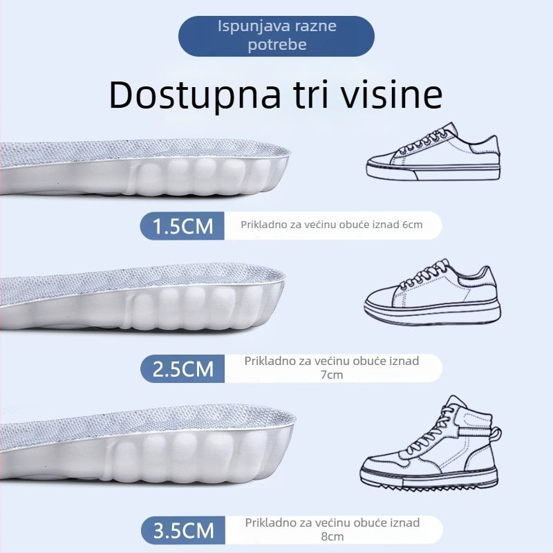 Povišavajući ulošci za cipele – 1 cm podizanje, PU materijal, cijeli ulošak, unisex, Model 816