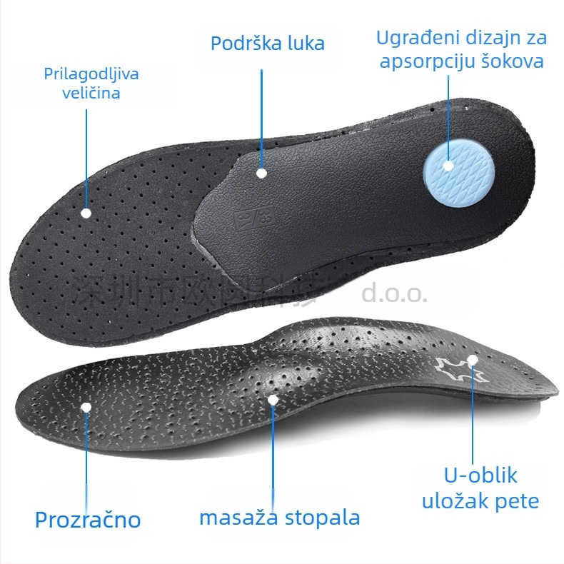 Koža ortopedska uložak za korekciju luka – cjelovita dužina, unisex odrasli, veličine 34–46