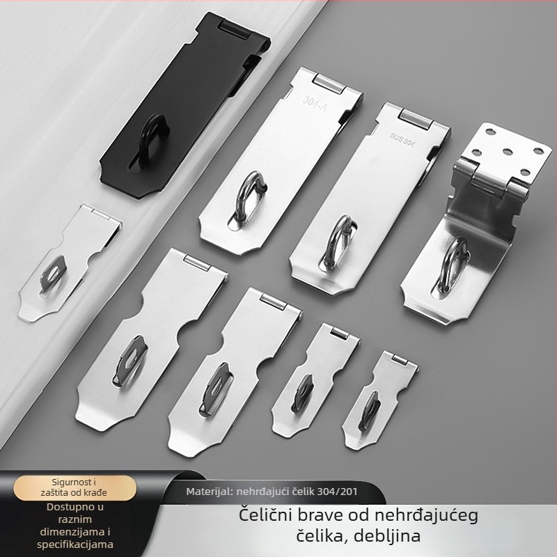 Ploča za zaključavanje od nehrđajućeg čelika s 90° kutom, sklopni protivkrađni mehanizam za ormariće i vrata prostorija, model Yc-stainless steel lock plate, materijal 304/201