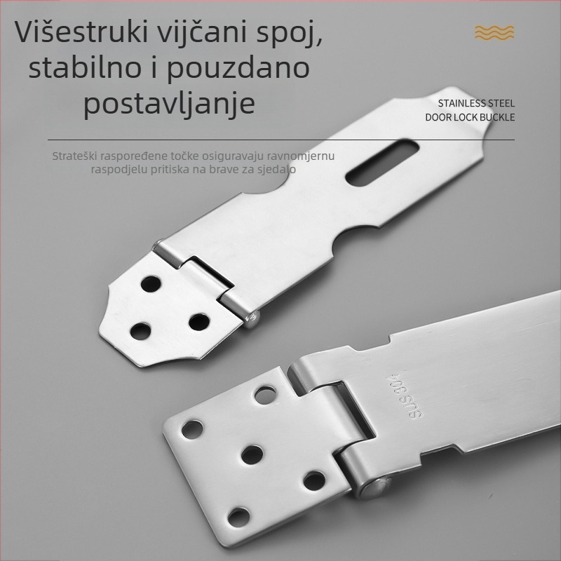 Ploča za zaključavanje od nehrđajućeg čelika s 90° kutom, sklopni protivkrađni mehanizam za ormariće i vrata prostorija, model Yc-stainless steel lock plate, materijal 304/201