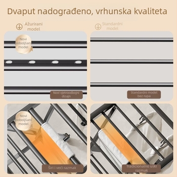 Kompaktni podni stalak za sušenje odjeće, krilnog oblika, metalni, mobilni, model JGFR-K2