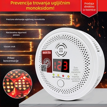 Fiksni detektor ugljičnog monoksida, model 008, detekcija 360°, bežični 433 MHz, zvukovno–svjetlosni alarm