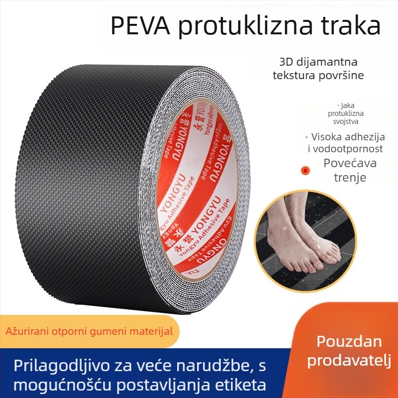 PVC protuklizna traka za kupaonu i kuhinju - ljepilo na bazi gume, debljina 0.8 mm, viskoznost visoka, za mokre površine, -10 do 60°C