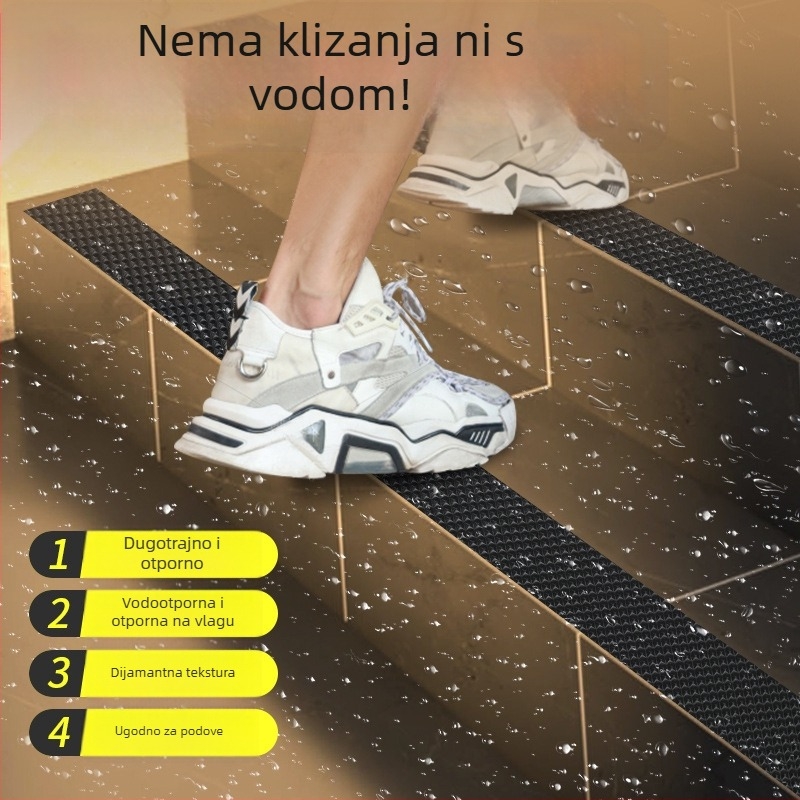 PVC protuklizna traka za kupaonu i kuhinju - ljepilo na bazi gume, debljina 0.8 mm, viskoznost visoka, za mokre površine, -10 do 60°C