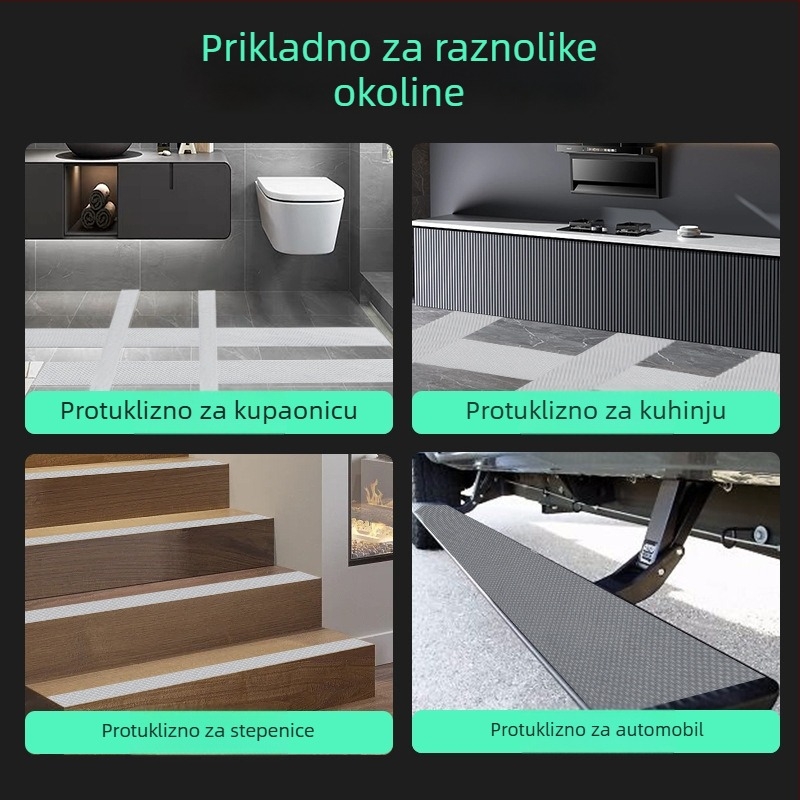 PVC protuklizna traka za kupaonu i kuhinju - ljepilo na bazi gume, debljina 0.8 mm, viskoznost visoka, za mokre površine, -10 do 60°C