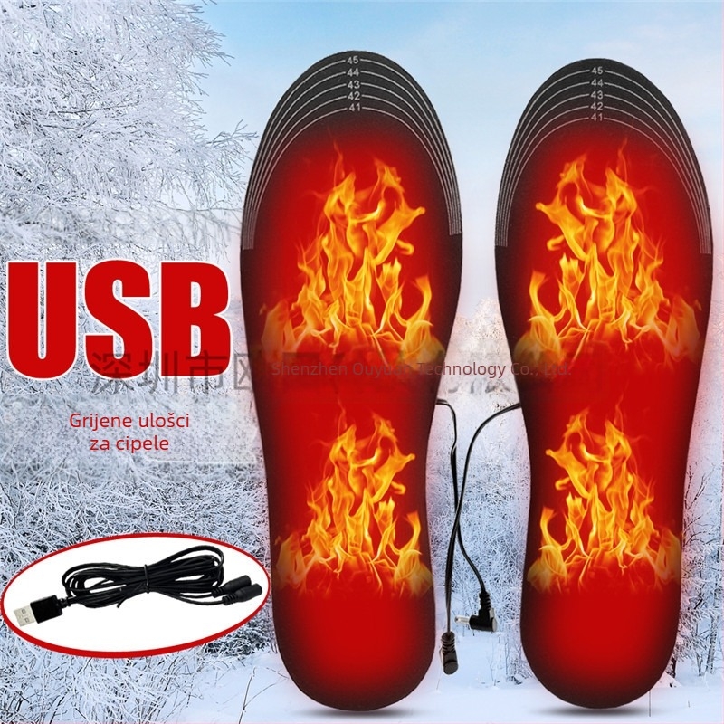 USB grijaći ulošak za cipele – EVA, punjiva i periva, prilagodljiva duljina za tenisice, cipele i čizme (zimska uporaba)