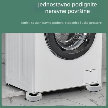 Protuklizne podloge za perilicu s PU ljepilnim usisnim čašicama — ugradnja bez bušenja, ublažavanje udara, povećanje visine; plastična osnova; jezgra ABS+PU+PVC; poliuretanski ljepilo sustav; -20 do 120°C