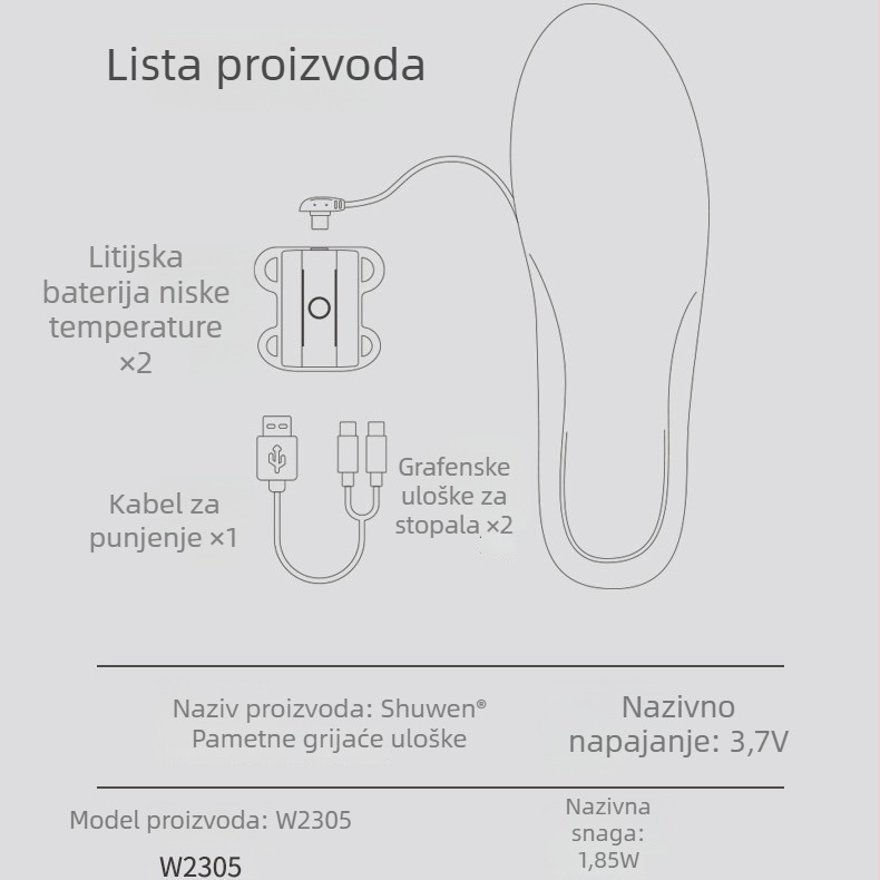 Grijajući arkovni ulošak – cijeli uložak, materijal: Poron PU gel velvet, kompatibilan sa sportskom, kožnom obućom, čizmama, casual i radnom obućom; ovlaštena privatna marka