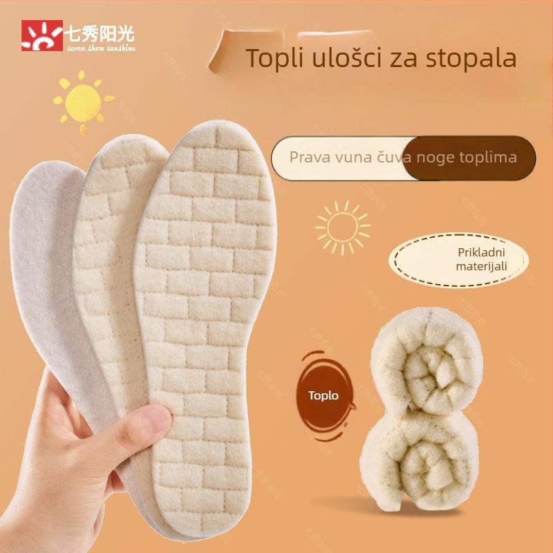 Vuneni ulošci za cipele s flis podstavom, zimska toplina, unisex, cijeli ulošak