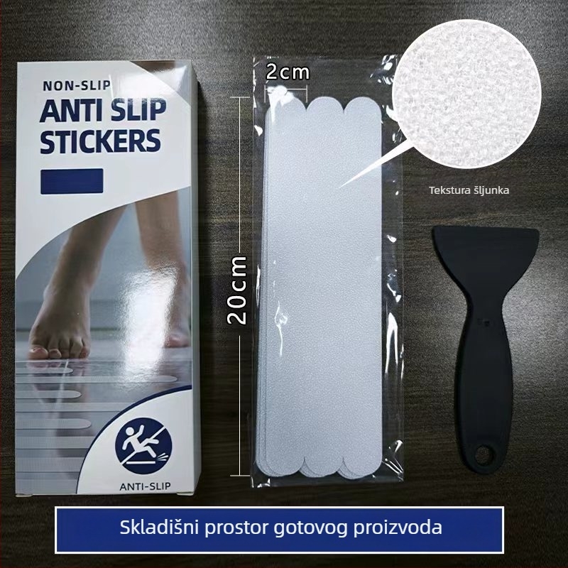 Kupaonska protuklizna traka, PEVA osnova, dvostrano ljepilo, debljina 0,6 mm, raspon temperature -10 do 60 °C, adhezija 80 N/m