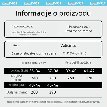 RUNWING XY01 EVA+lycra uložak za obuću – deodorirajući, prozračan, upija znoj, apsorpcija udara, protuklizni, cijeli ulošak