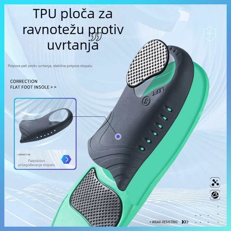 Uložak za luk stopala za plosko stopalo – PU sportski ulošak s apsorpcijom udaraca